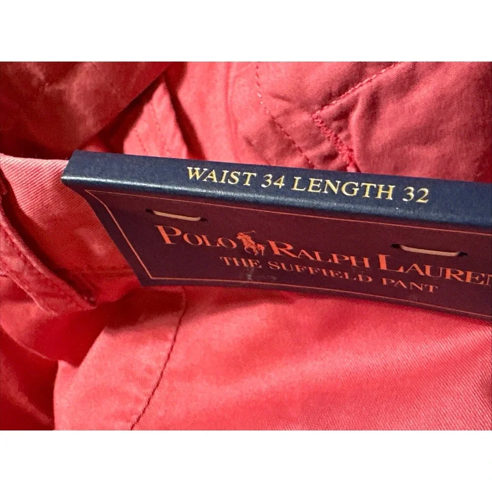 NWT Polo Ralph Lauren Suffield Chino Pants Mens 34x32 Salmon Pink Golf Preppy